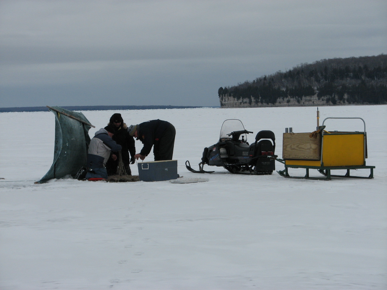 Ice net fishing